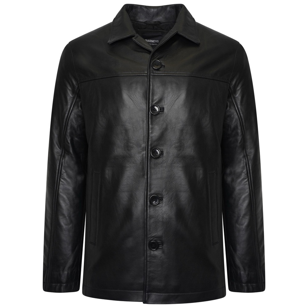 Black Barney’s Black Leather Reefer Jacket small